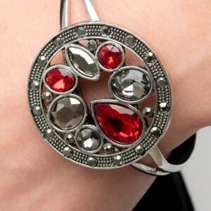 🔴🩶⚪️ “TIME TO TWINKLE” RED GEMSTONE CUFF BRACELET ~ PAPARAZZI❗️STUNNING❗️